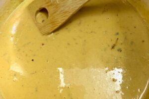 cashew paste and soaked saffron added to make the sauce