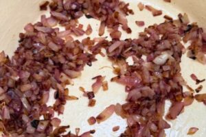 onions caramelized in the Dutch oven