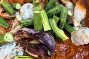 drumstick and crab added to the gravy