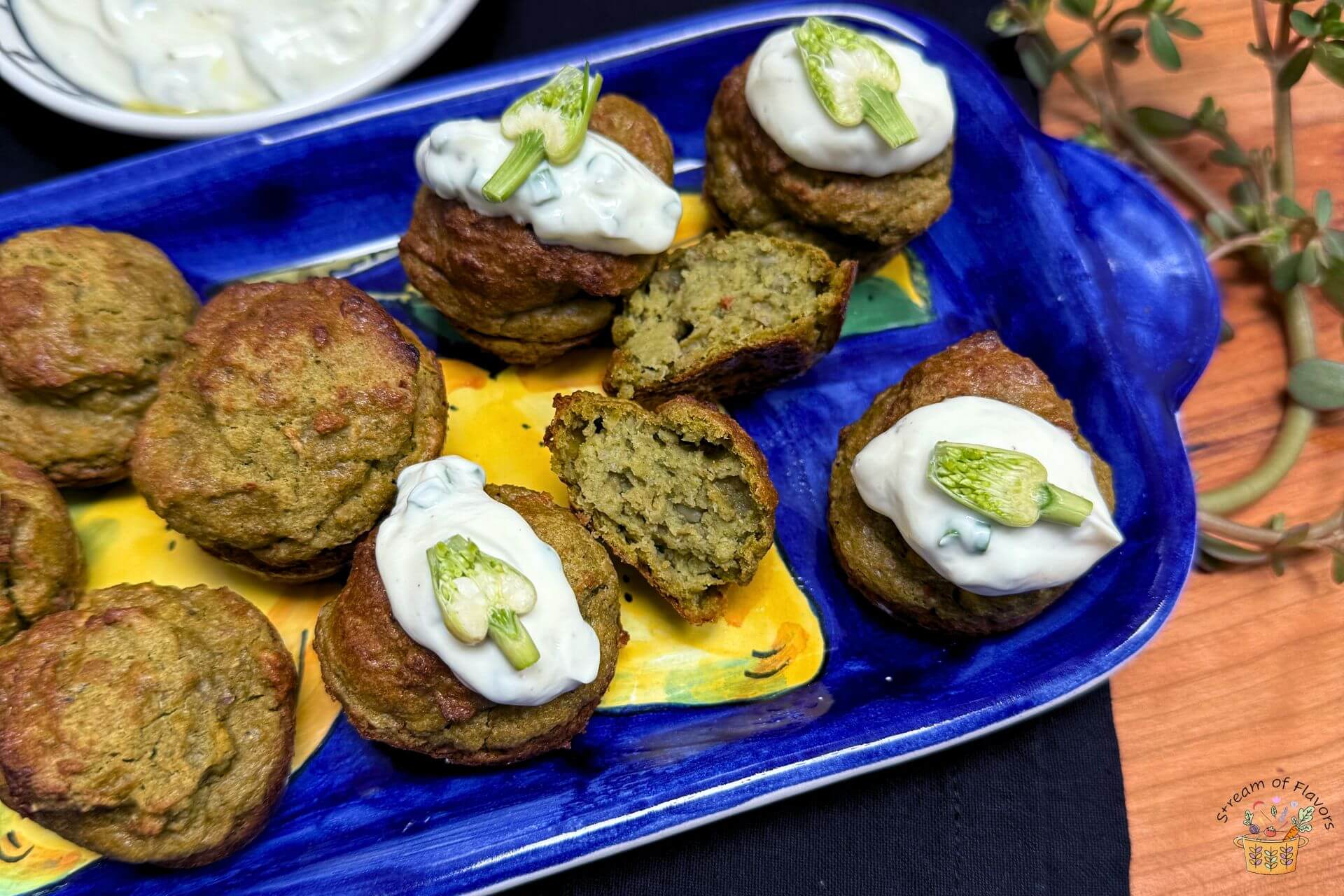 purslane recipe fritters with yogurt dip and garlic scapes
