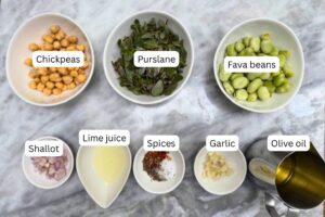 measured ingredients in bowls