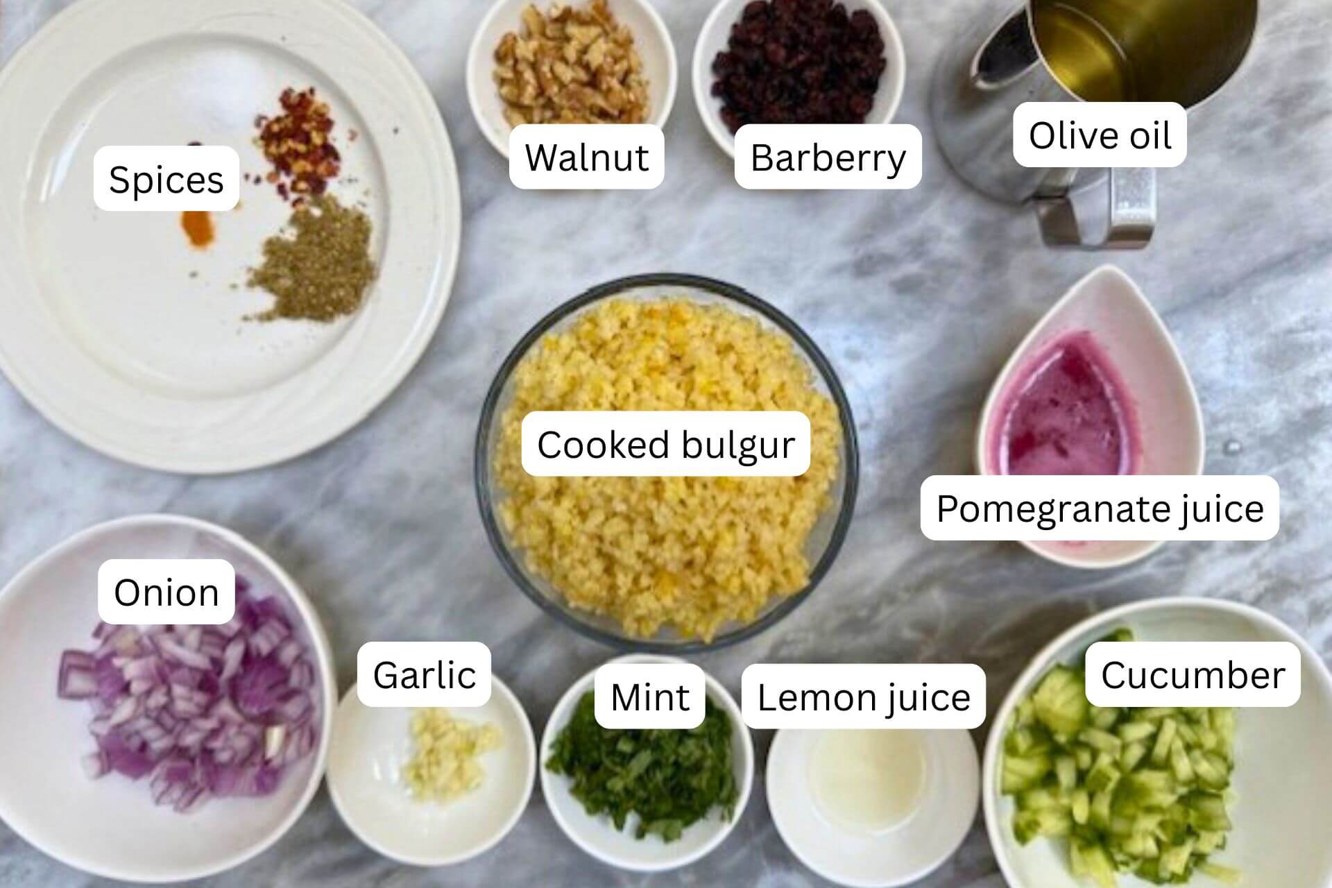 measured ingredients in bowls