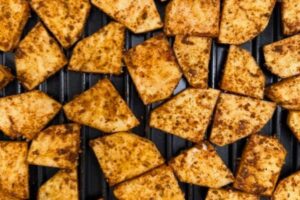 roasted celery root in a grill tray