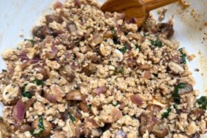 ground chicken with spices and seasoning