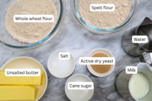 measured ingredients in bowls for croissants