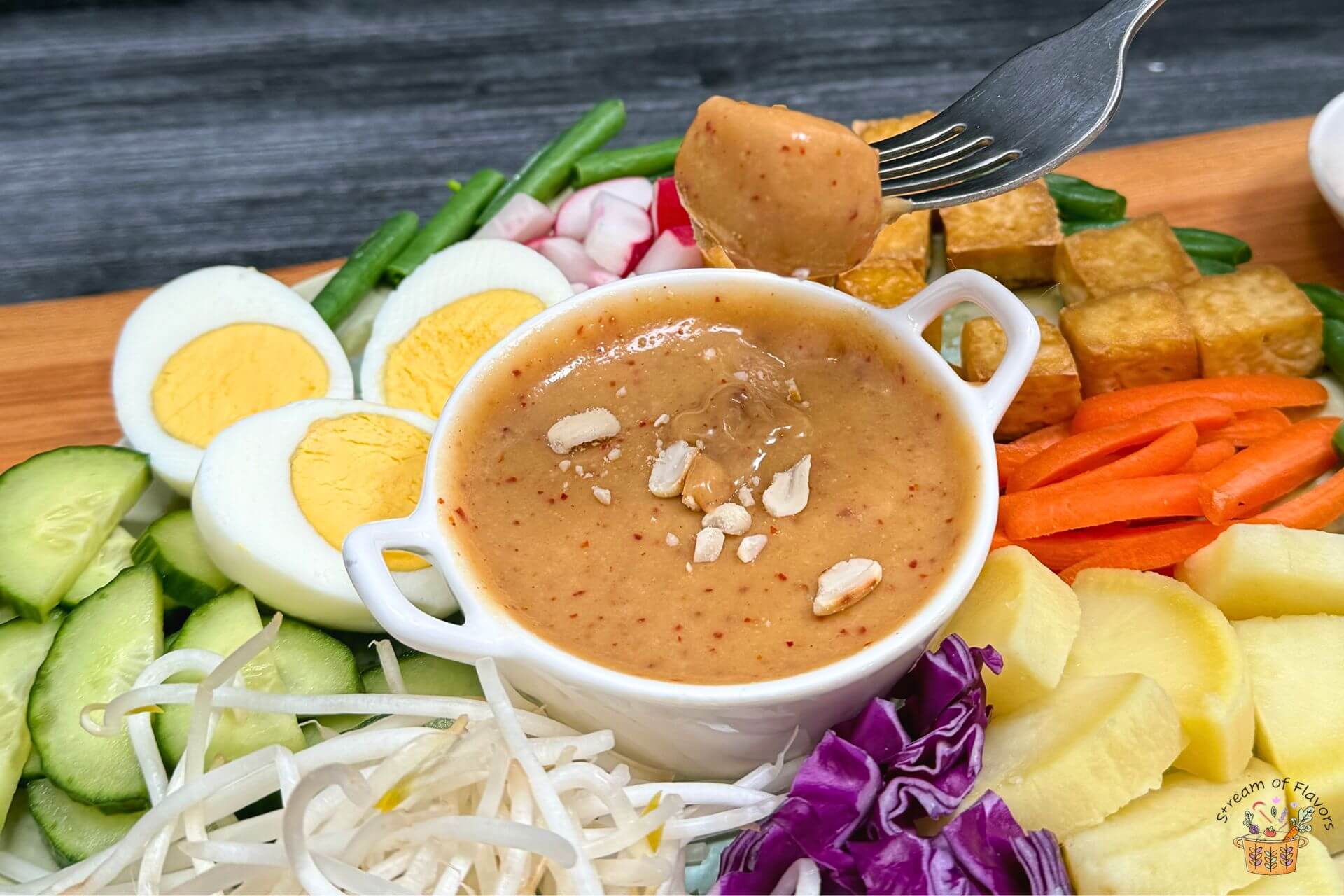 gado gado salad made wtih my recipe with peanut sauce on the side