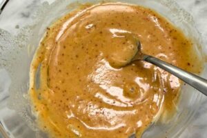 peanut sauce whisked with hot water