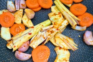 saute aromatics and carrot