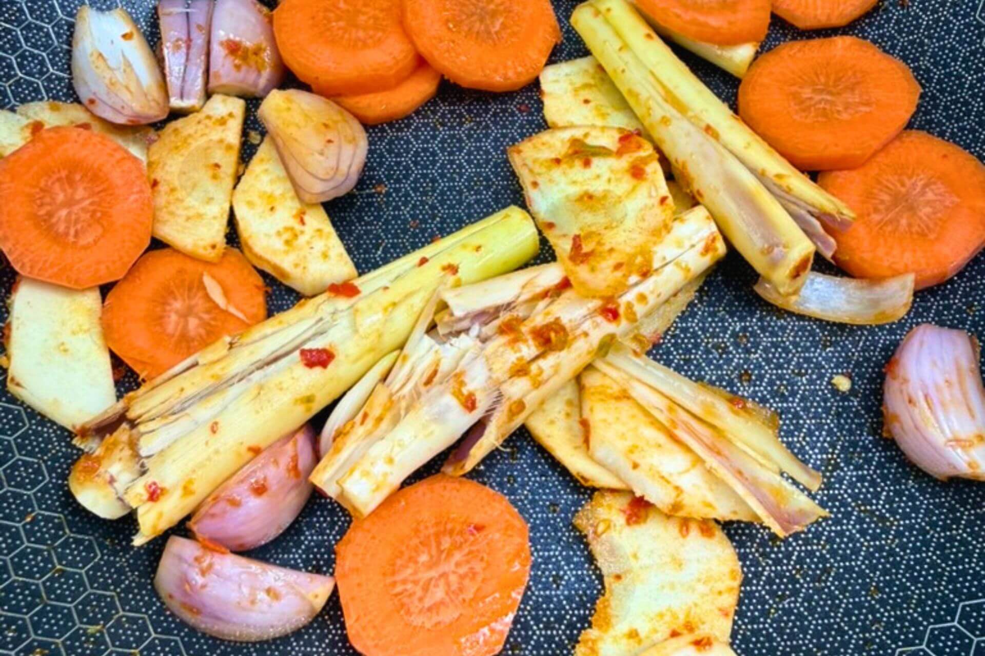 saute aromatics and carrot