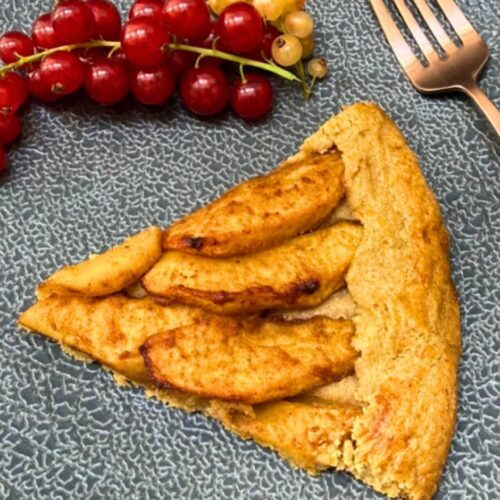 Easy apple galette recipe with red currants on the side