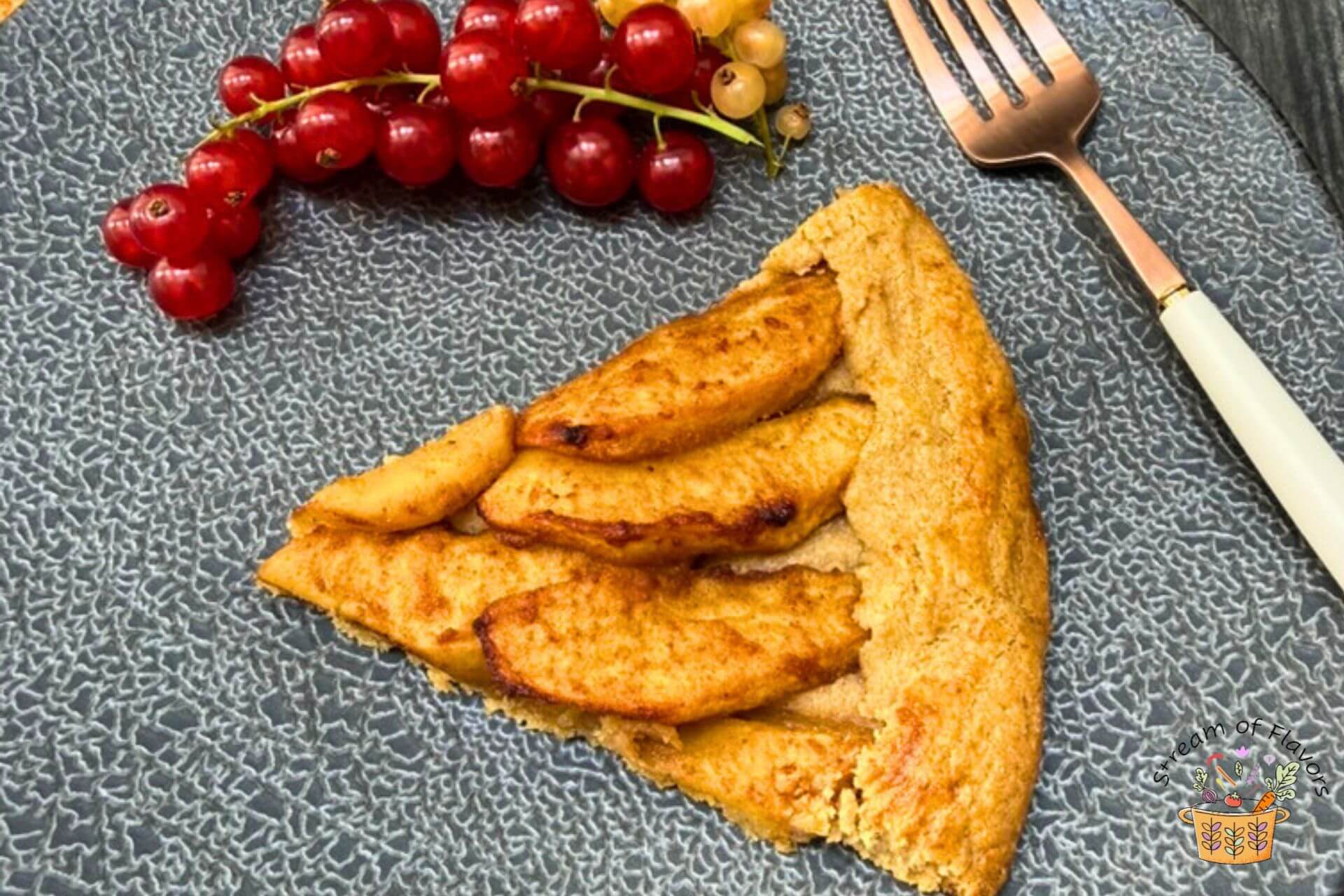 Easy apple galette recipe with red currants on the side
