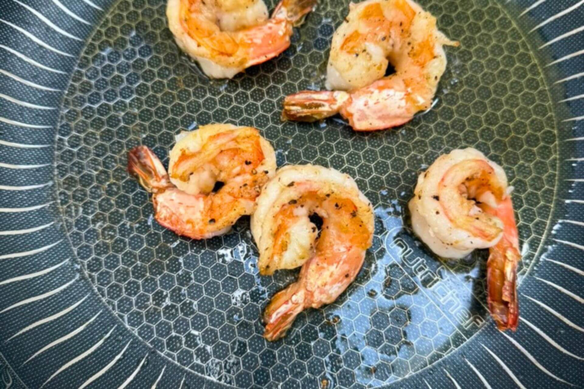 few shrimp pan fried with flour