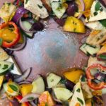 Horiatiki salad on a brown platter