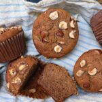 oat flour muffins on a yellow napkin