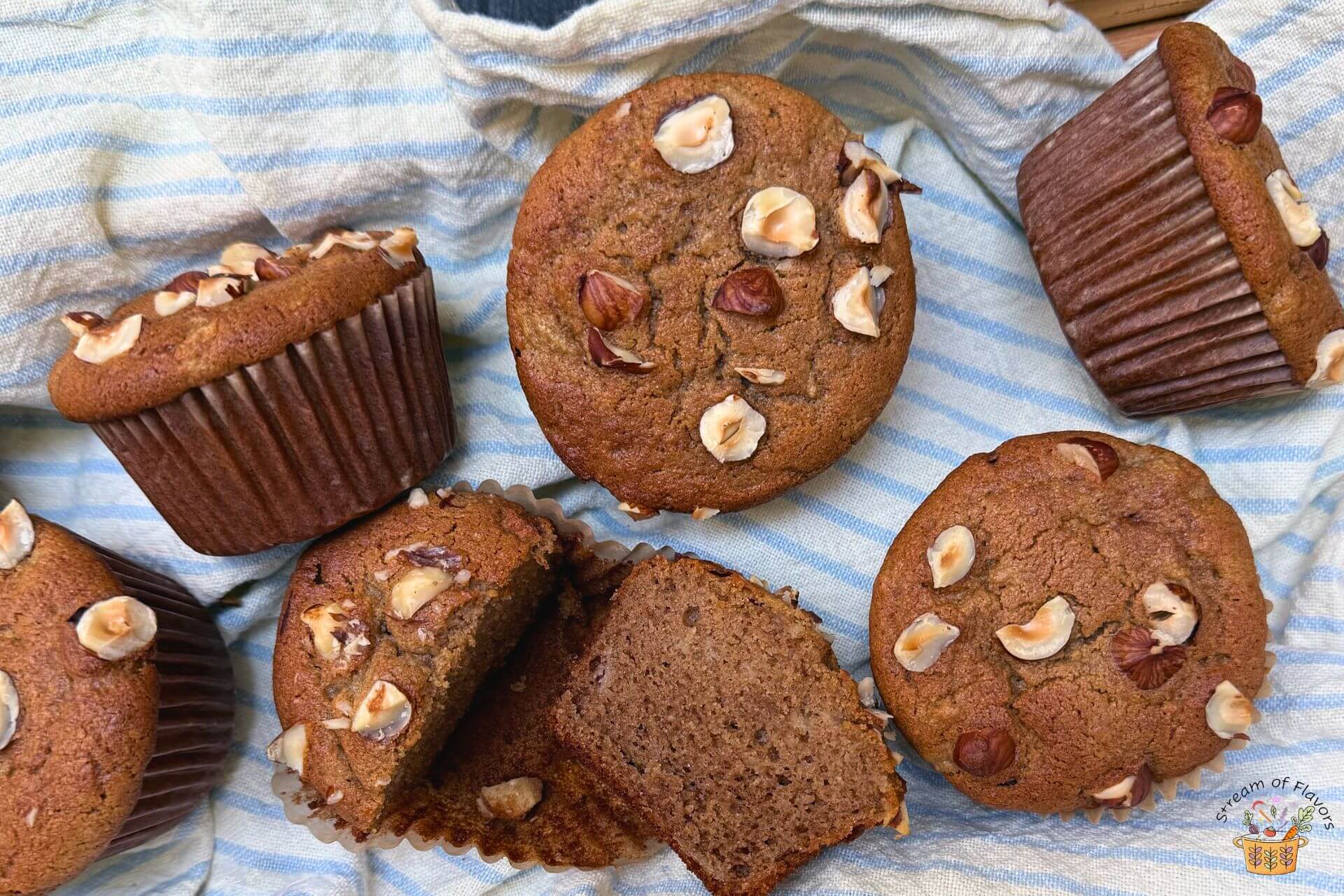 oat flour muffins on a yellow napkin