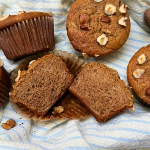 oat flour muffins on a tray