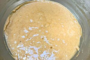 final batter with flours and pears added