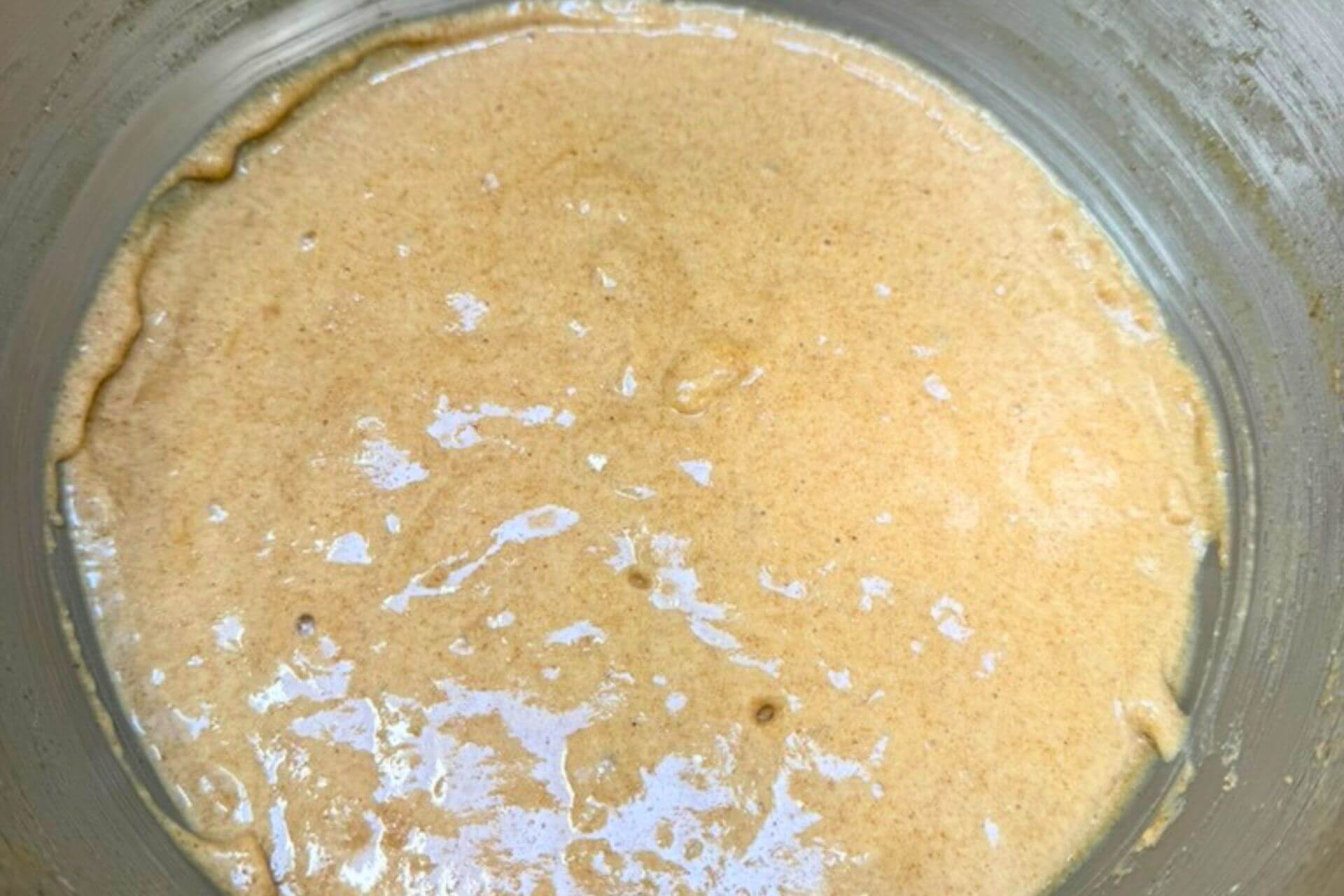 final batter with flours and pears added